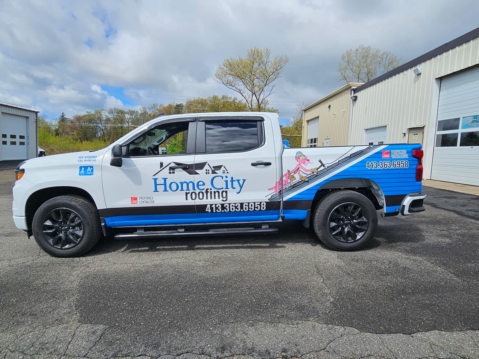 image of home city roofing truck